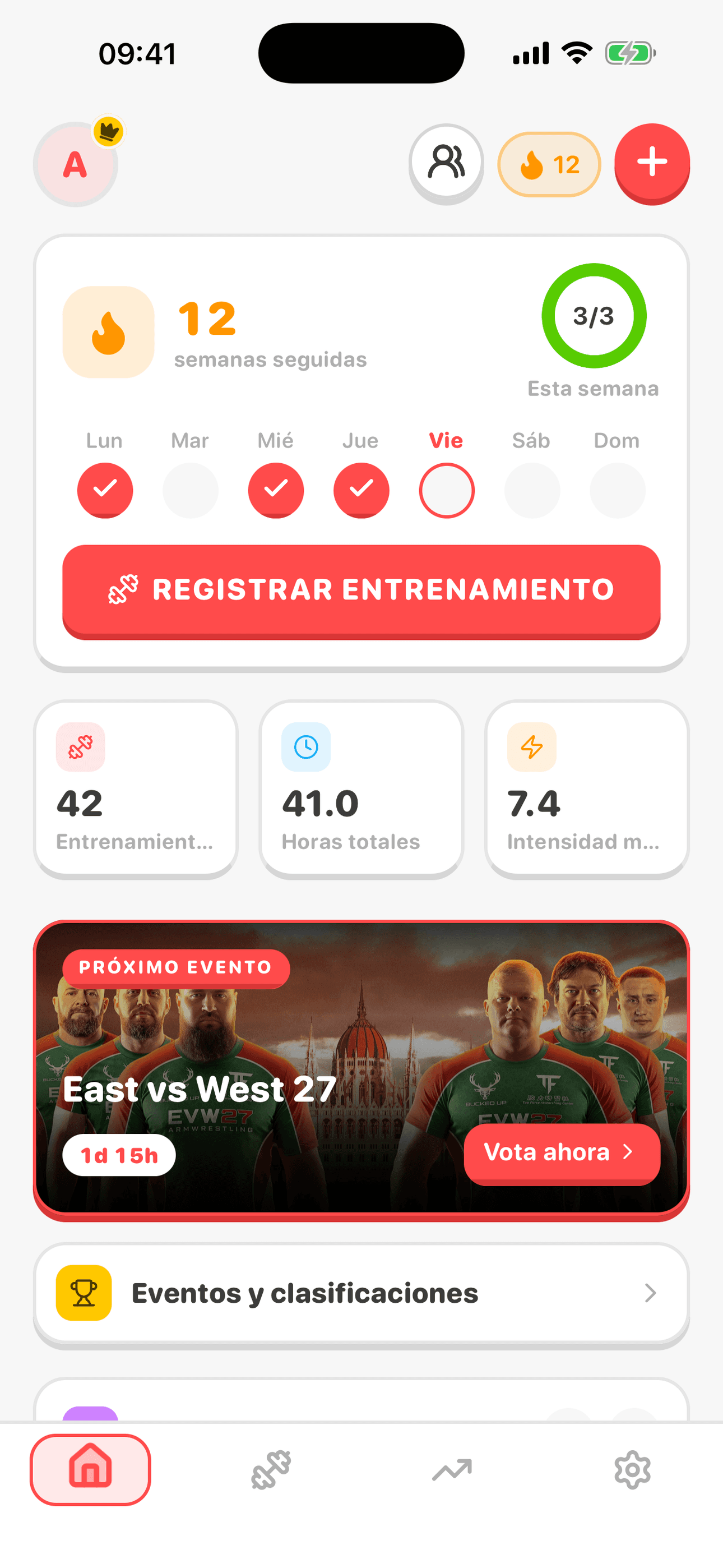 Captura de pantalla de la app ArmProgress