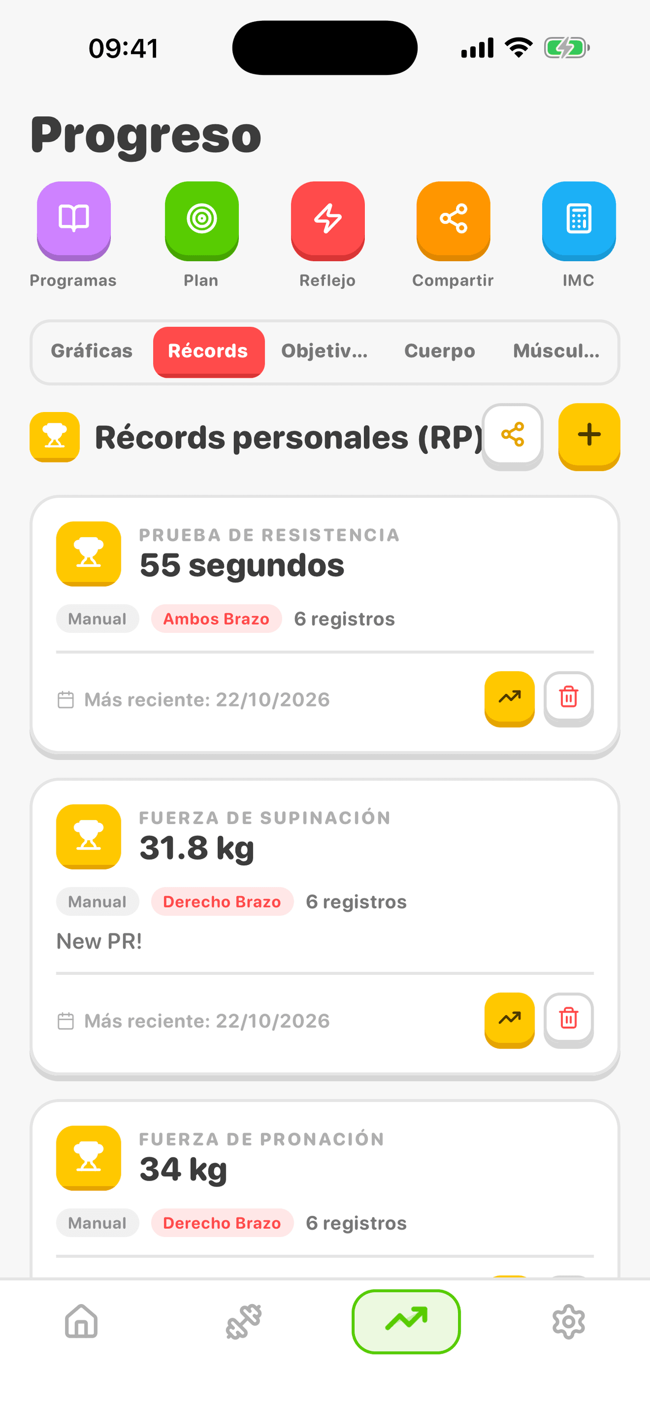 Captura de pantalla de la app ArmProgress