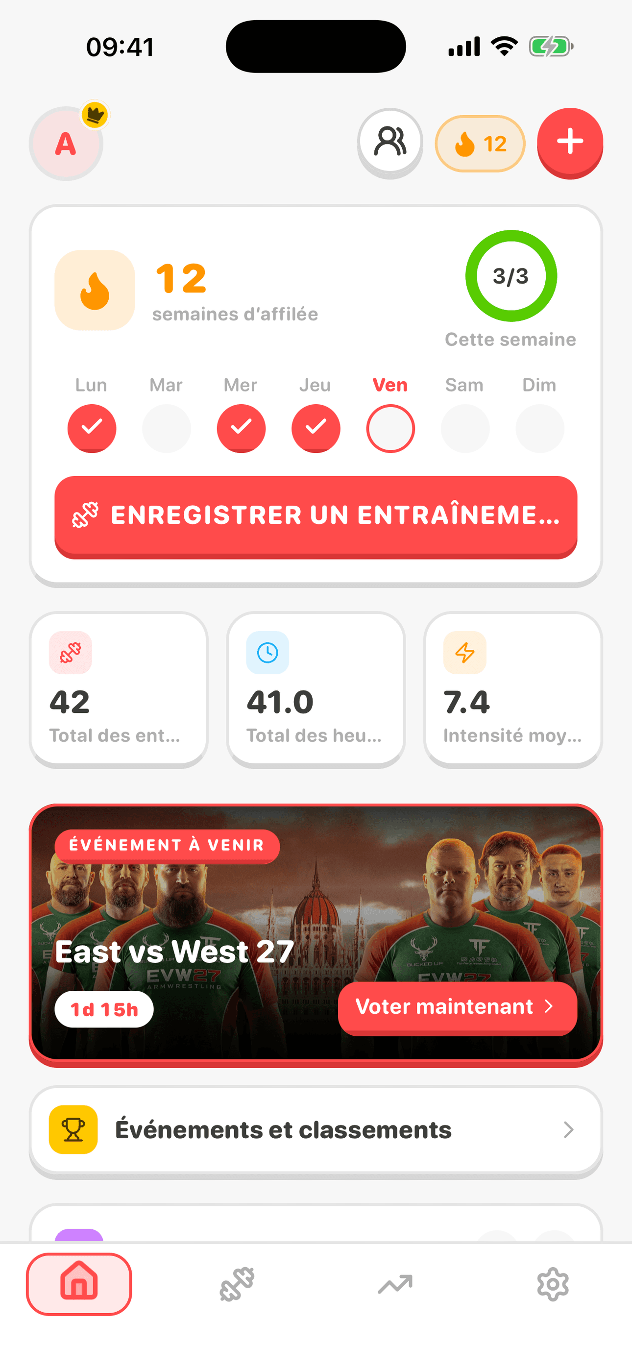 Capture d'écran de l'application ArmProgress
