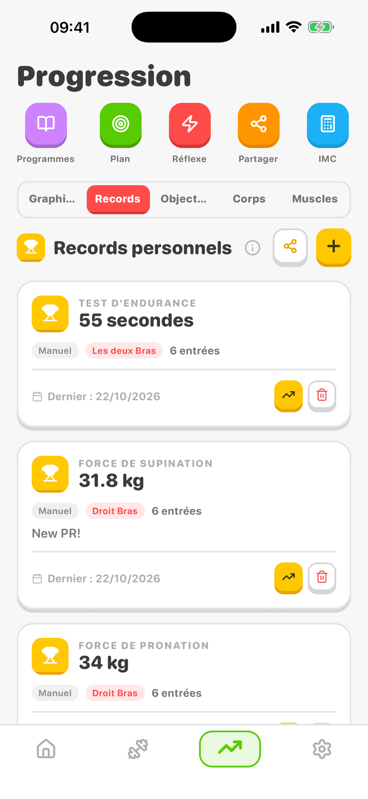 Capture d'écran de l'application ArmProgress