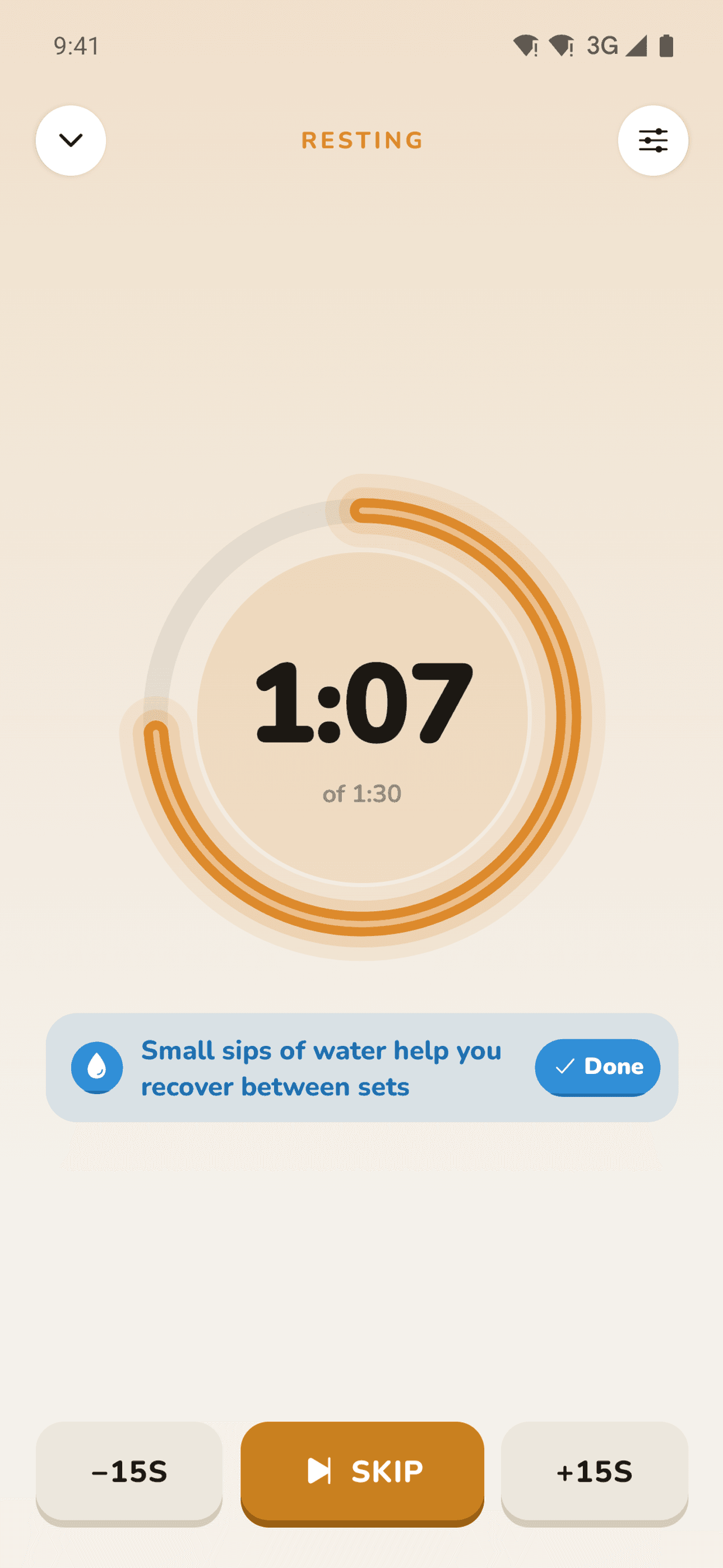 Rest timer between sets