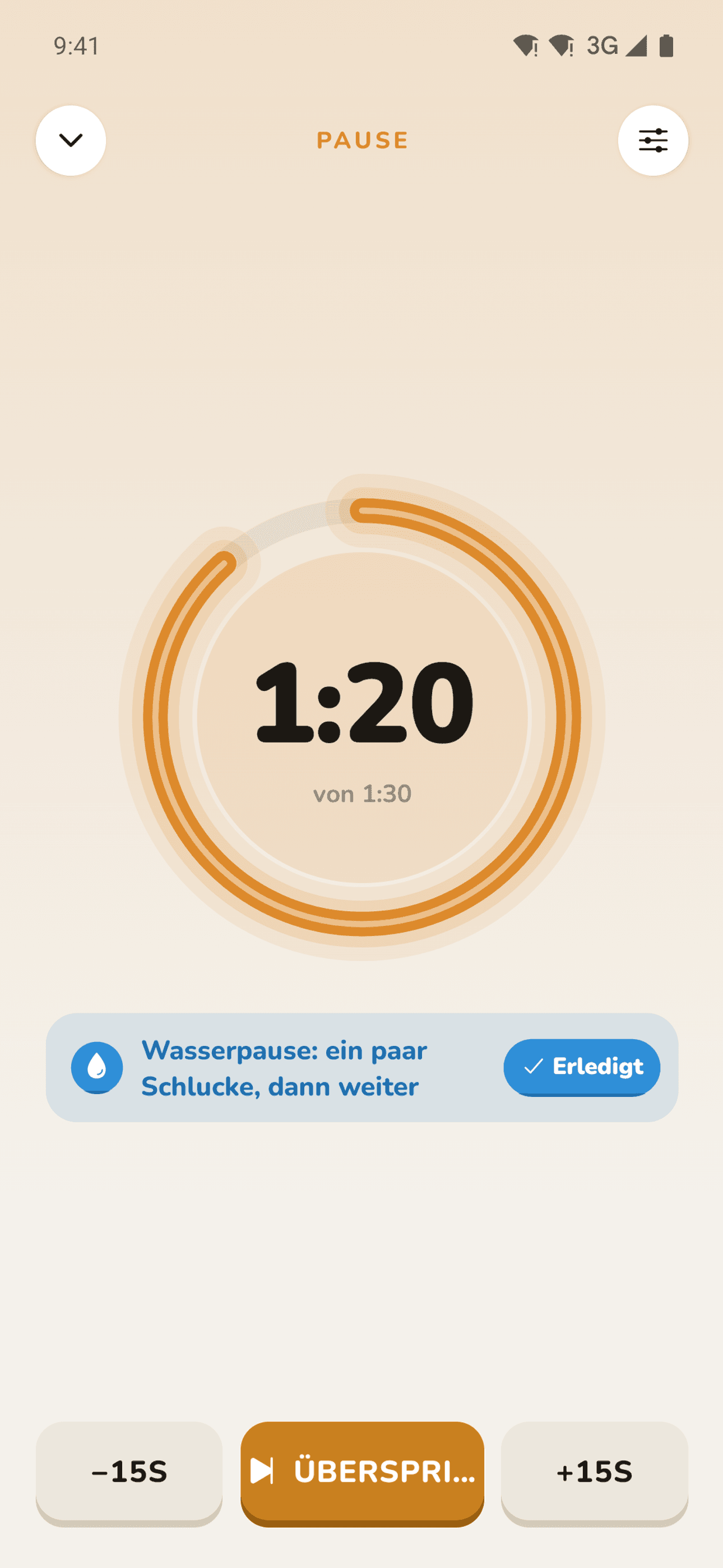 Pausen-Timer zwischen den Sätzen