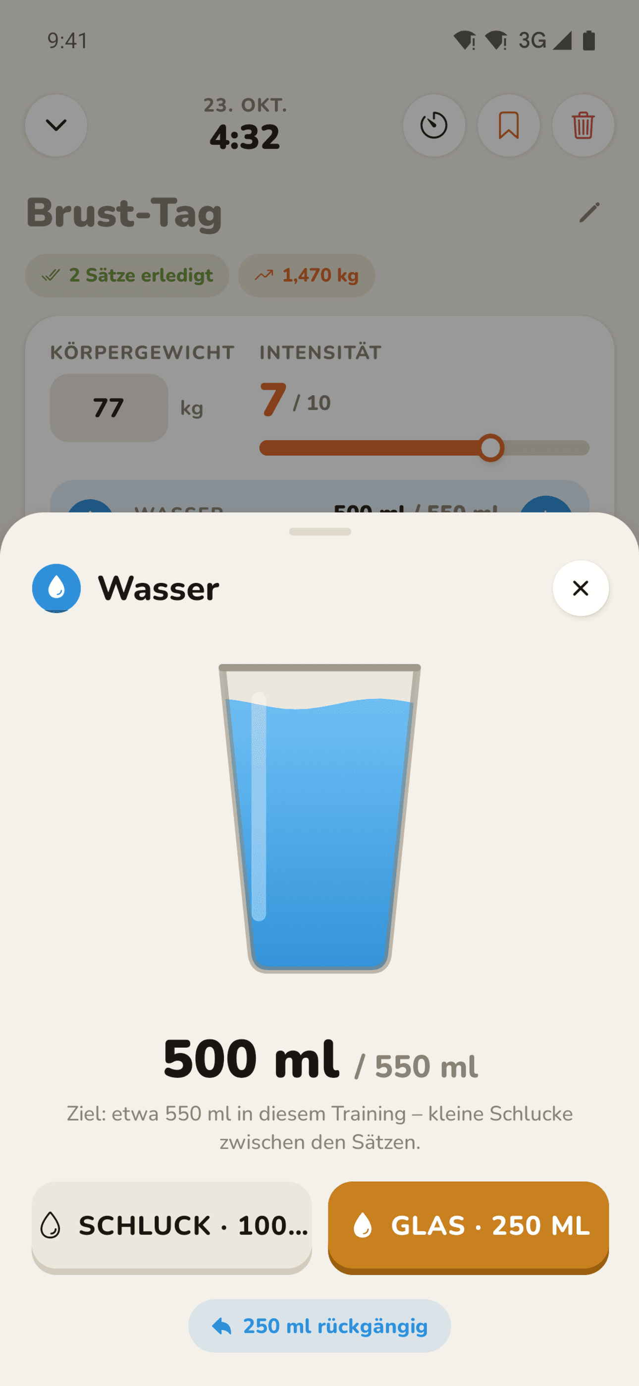 Wasser-Tracking während des Trainings