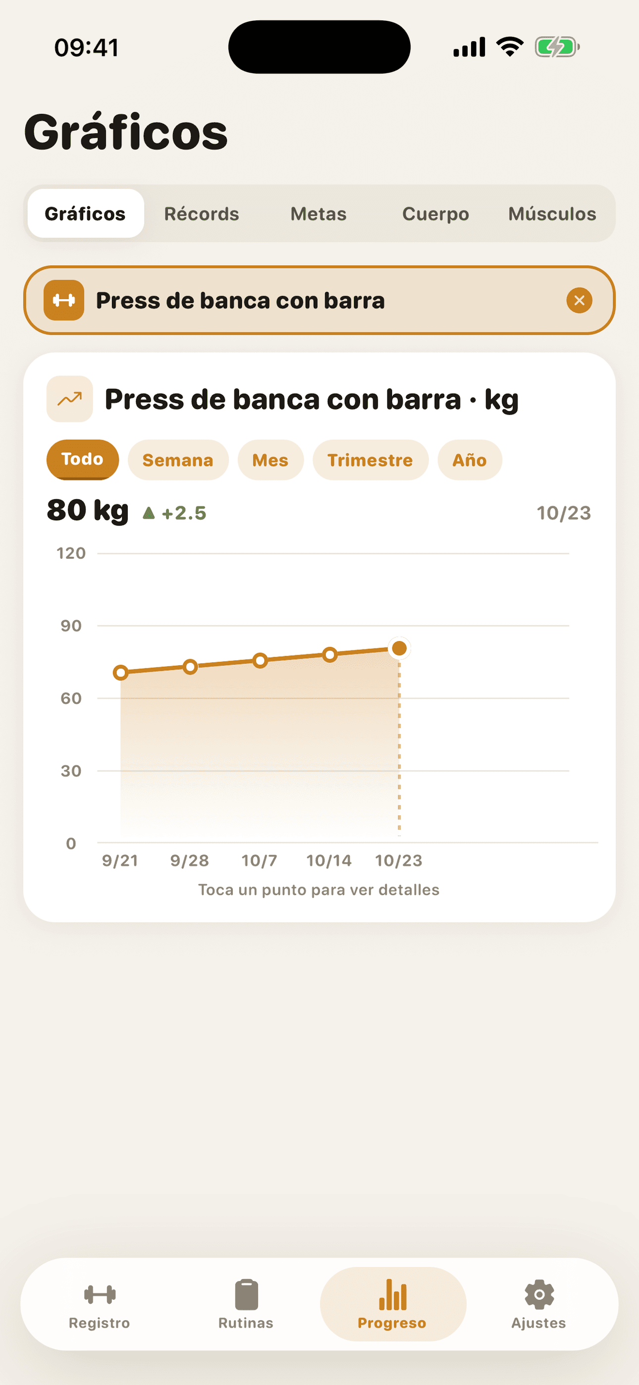 Captura de pantalla de la app GymMonster