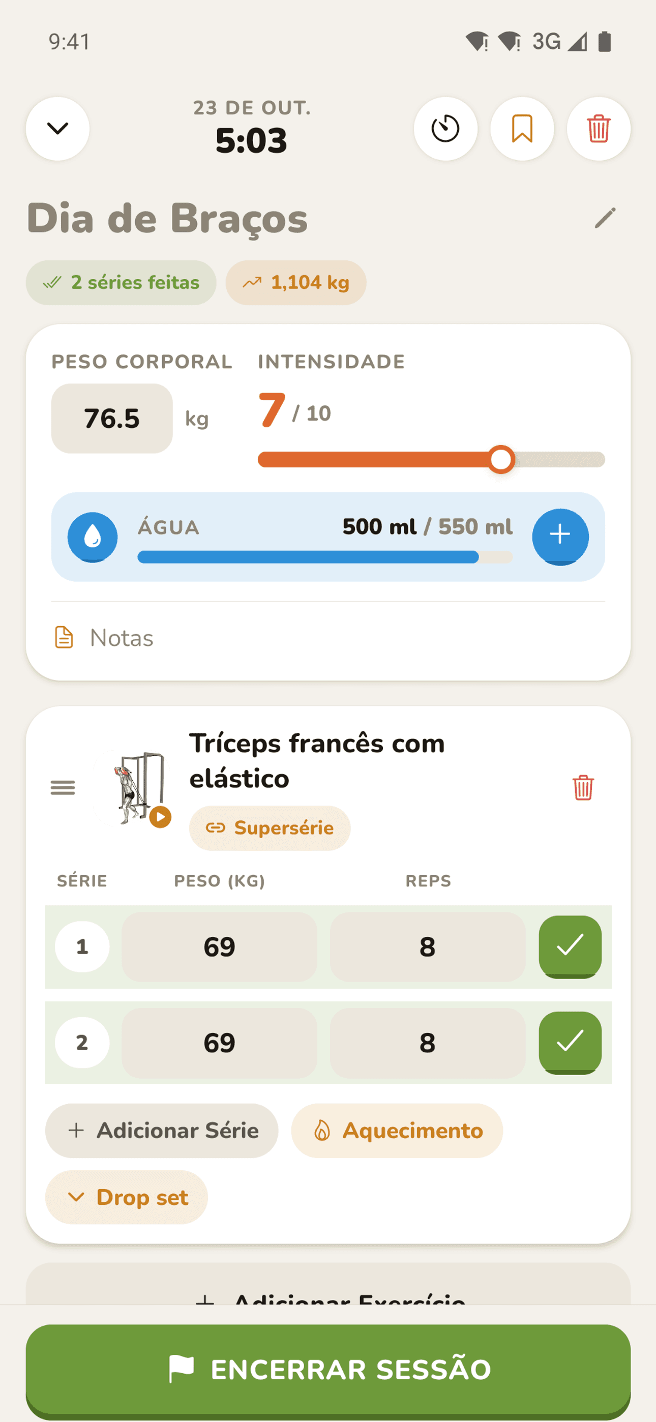 Registro rápido série por série