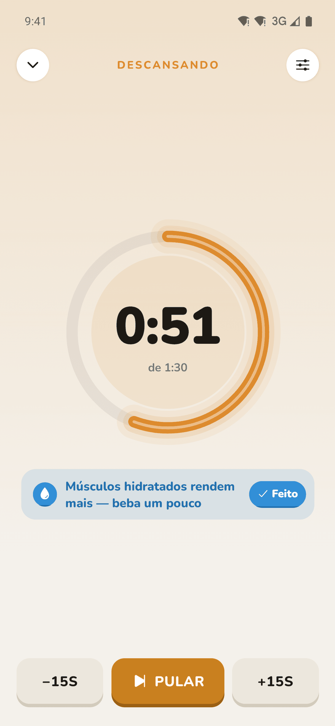 Timer de descanso entre as séries