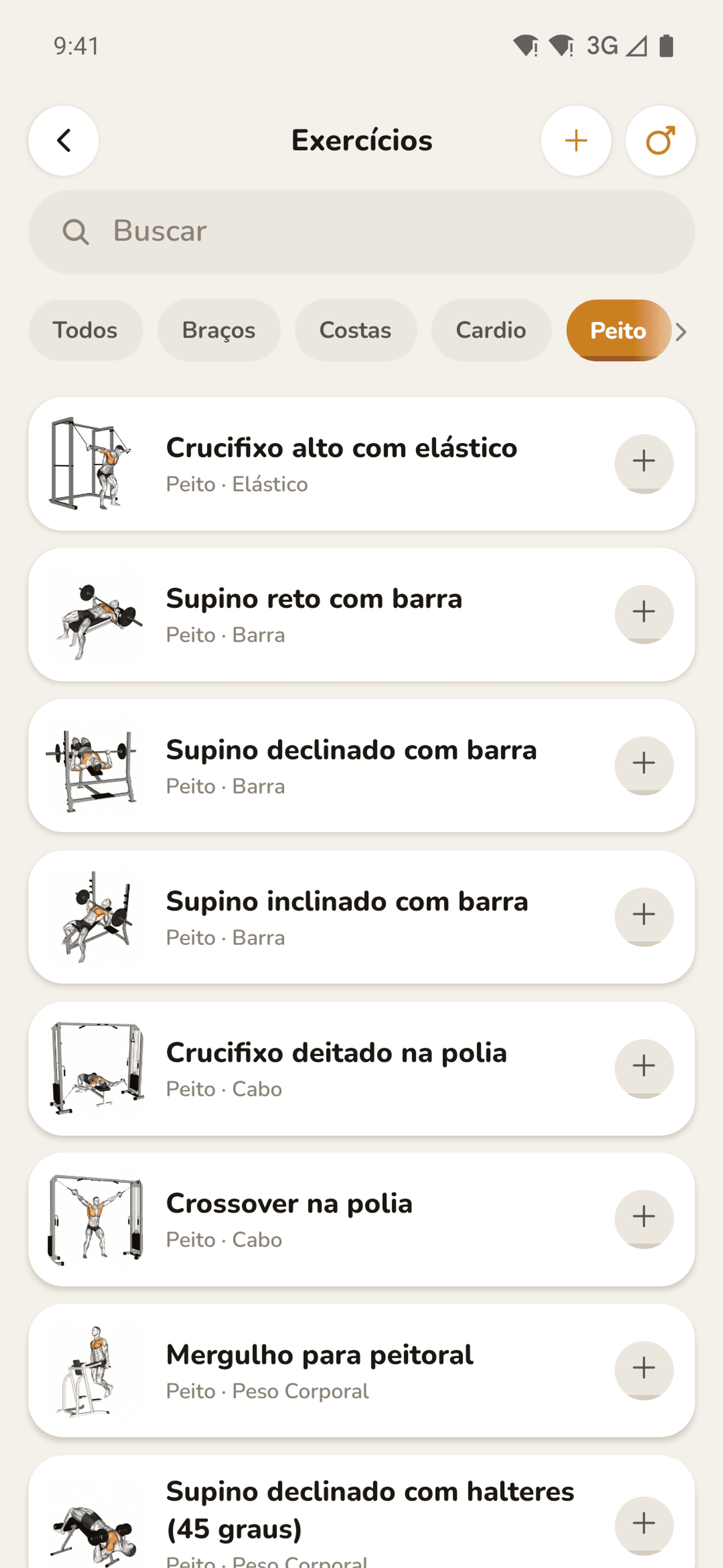 Biblioteca de exercícios pesquisável