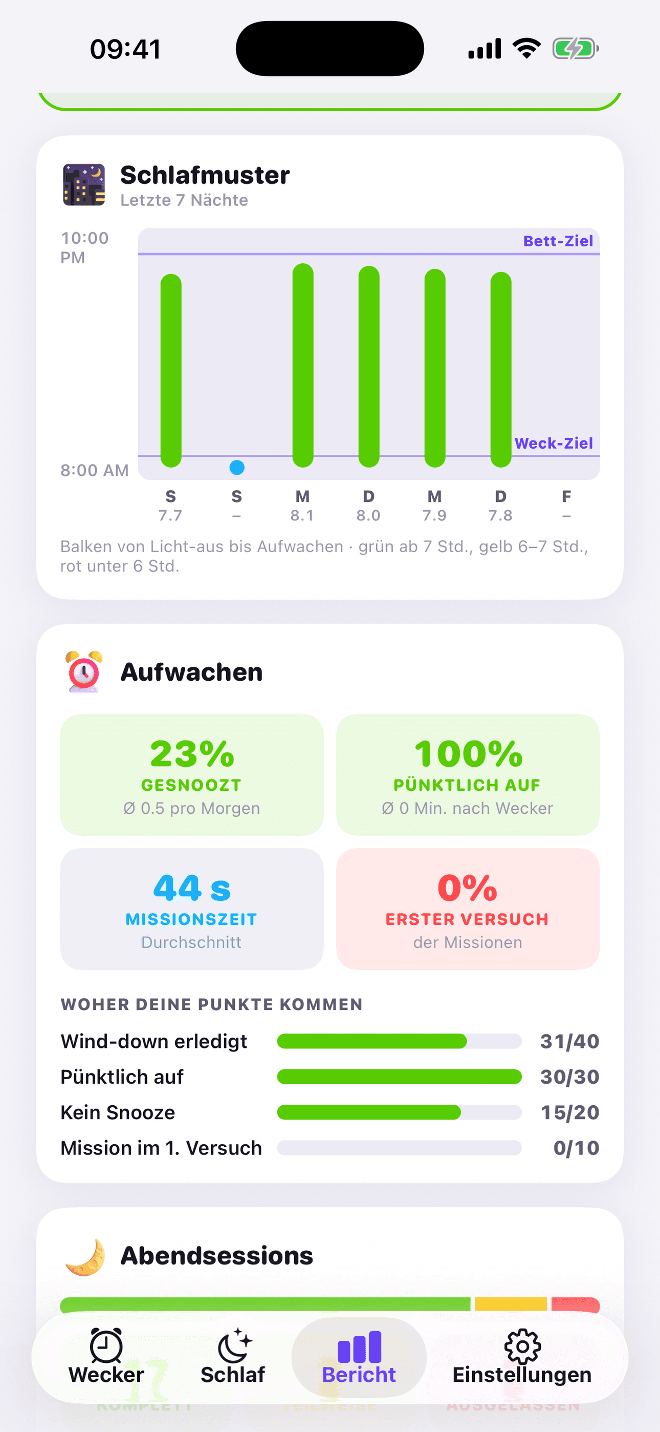 Schlafmuster & Aufwach-Statistiken