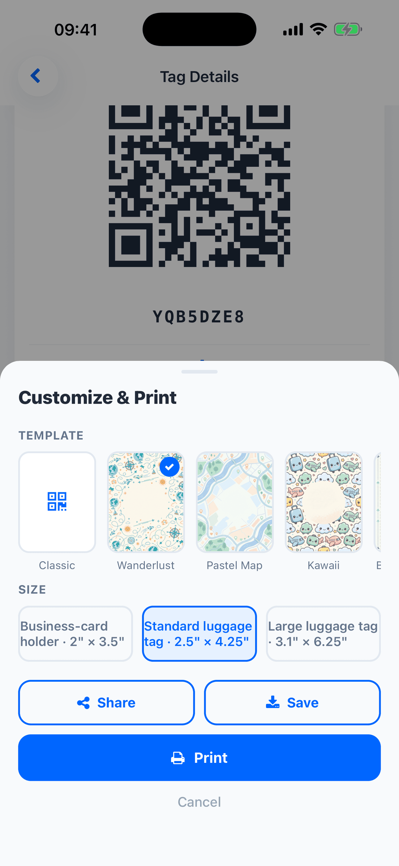 Customize and print your QR tag