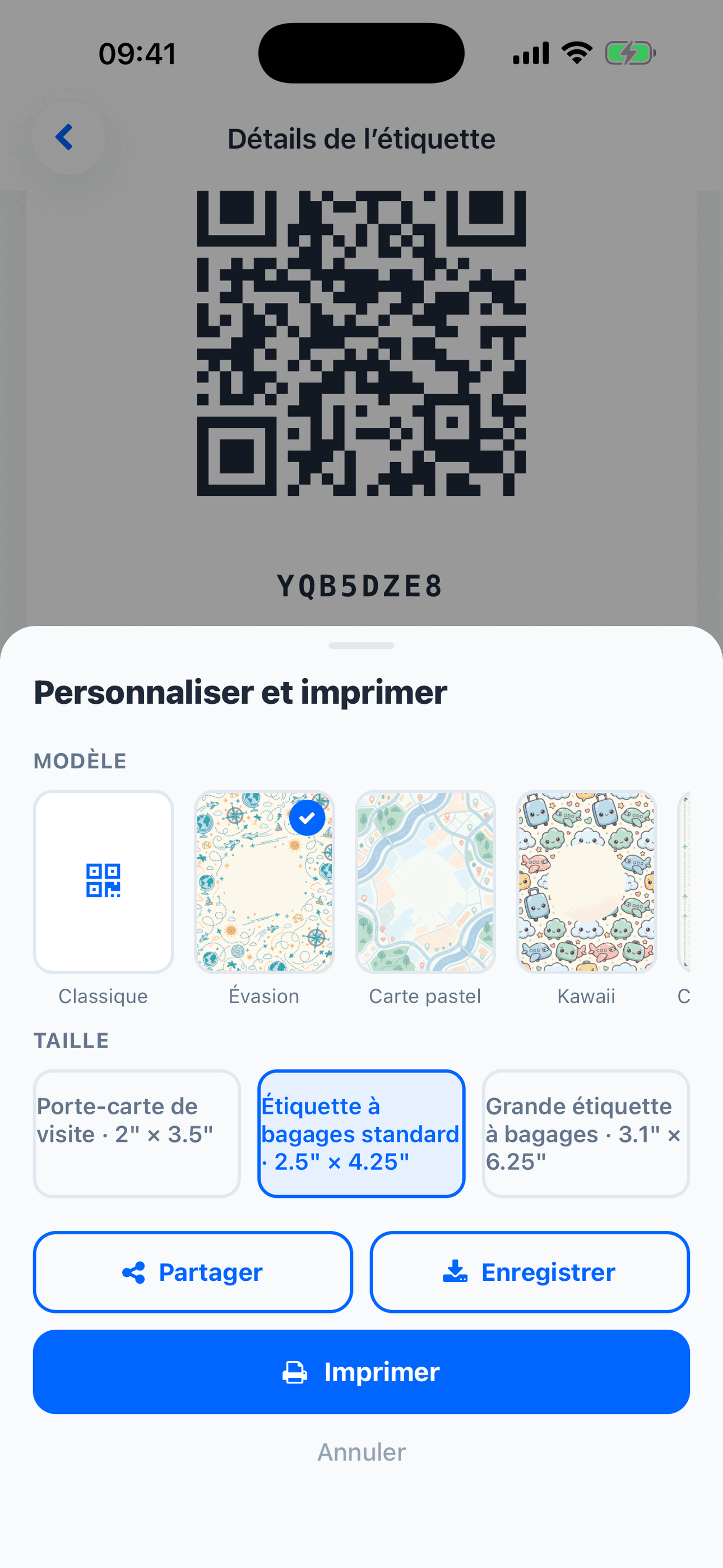 Personnalisez et imprimez votre étiquette QR