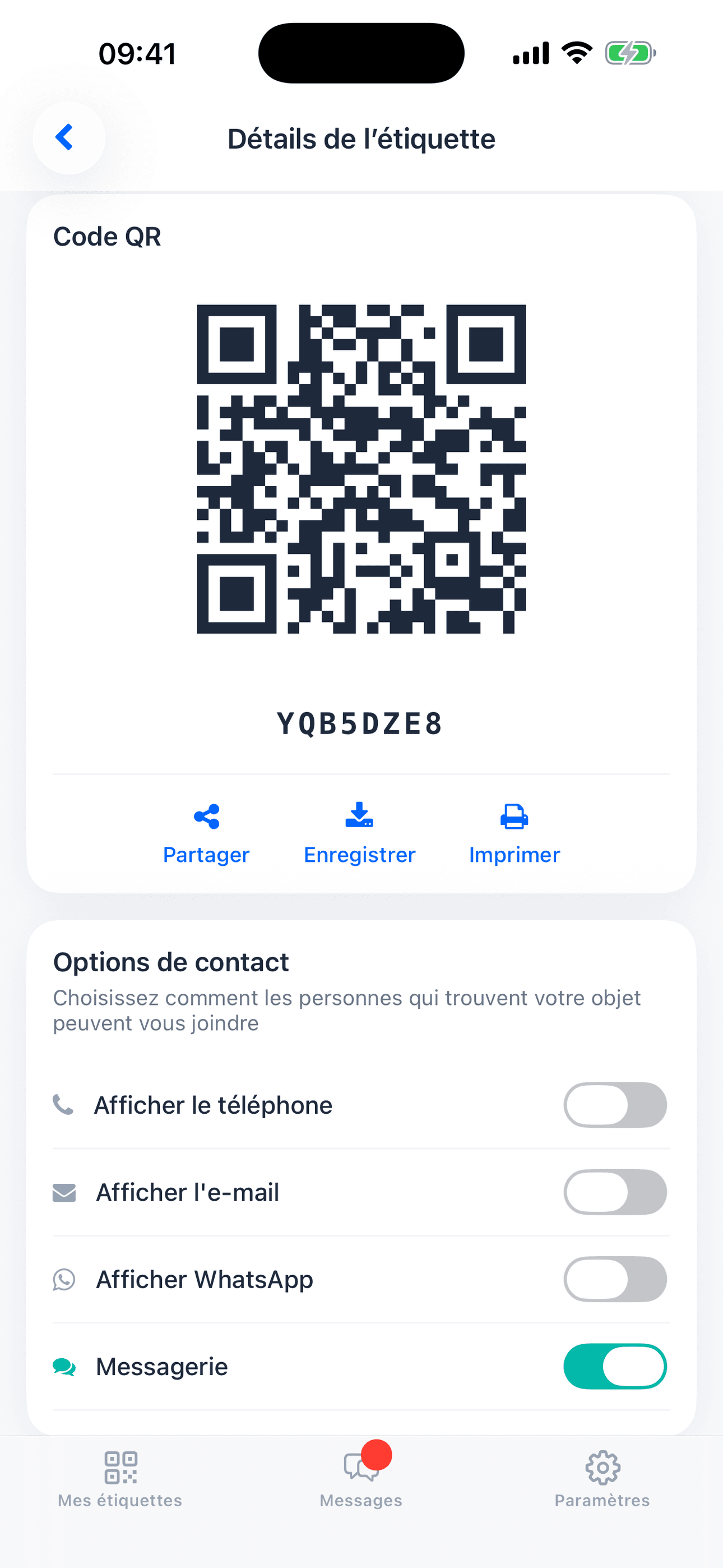 Capture d'écran de l'application TagTrek
