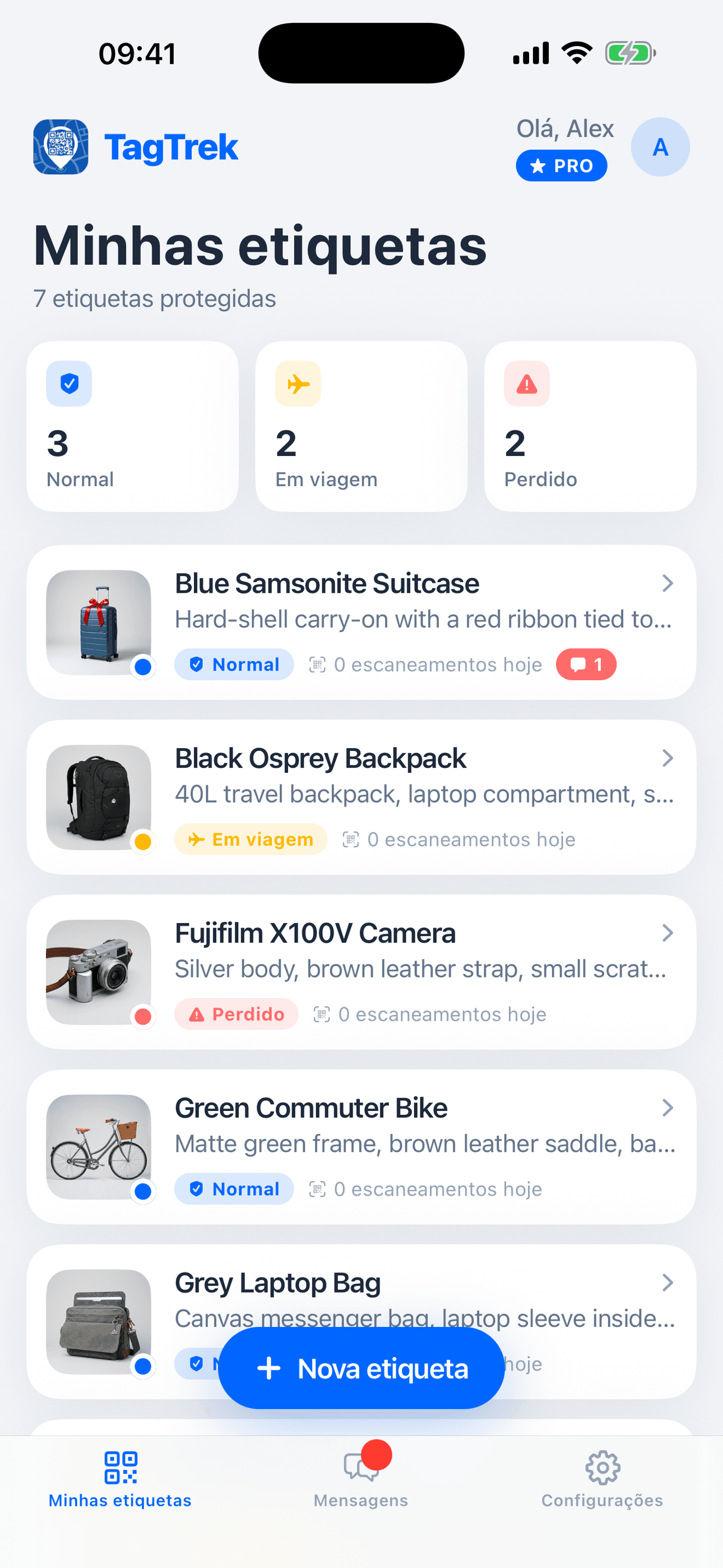 Captura de tela do app TagTrek