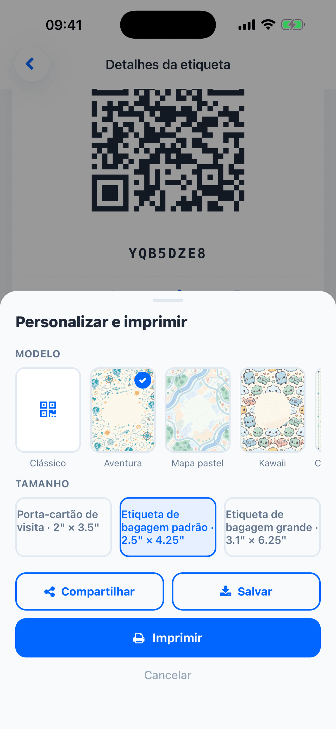 Personalize e imprima sua etiqueta QR