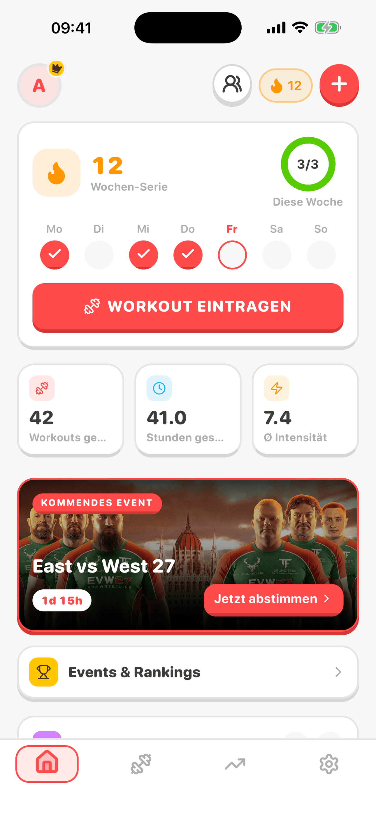 Screenshot der ArmProgress-App