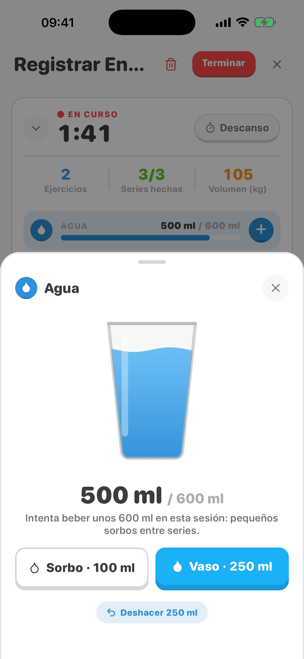 Seguimiento de hidratación