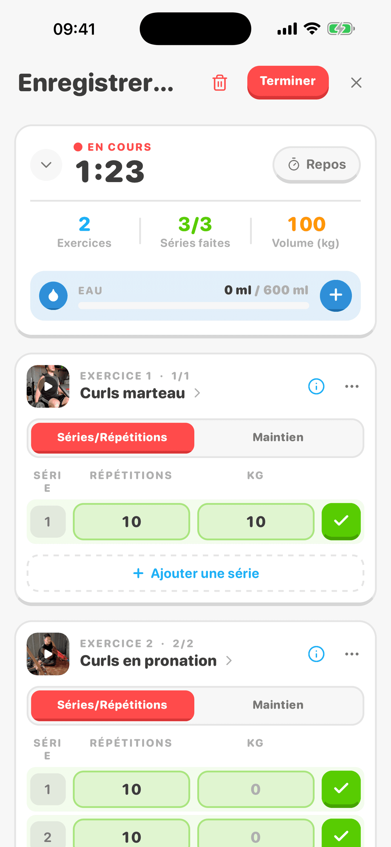 Journal de séance en direct