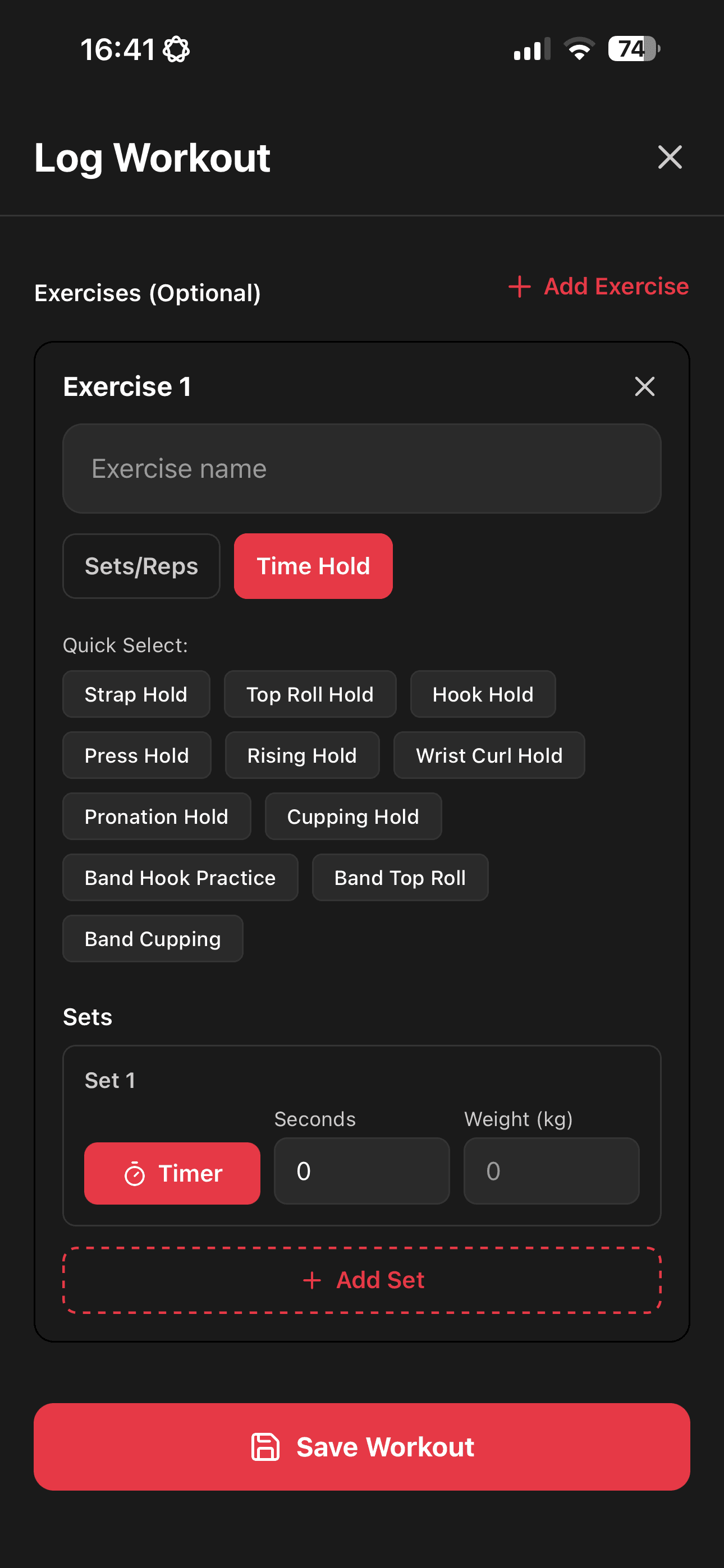 Comprehensive Workout Tracking