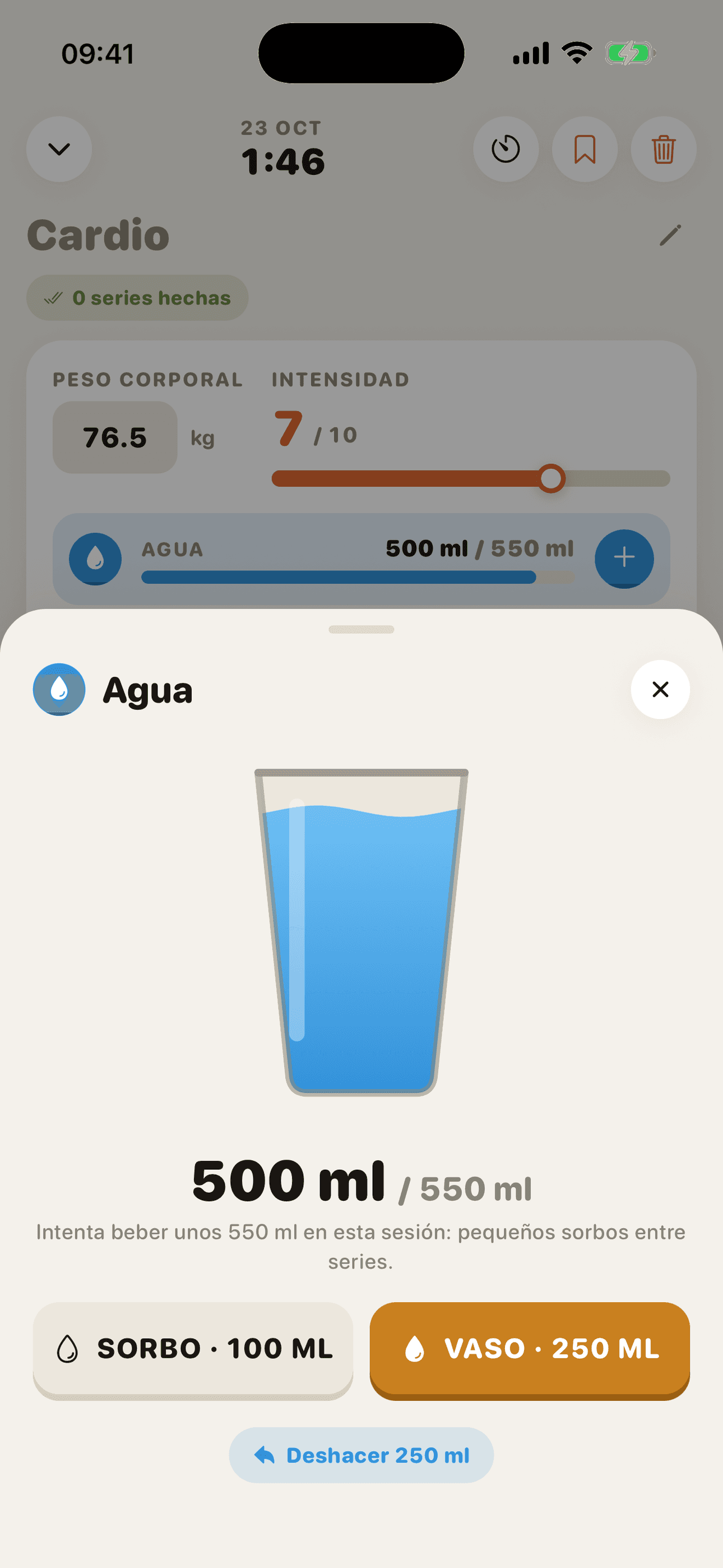 Seguimiento de hidratación