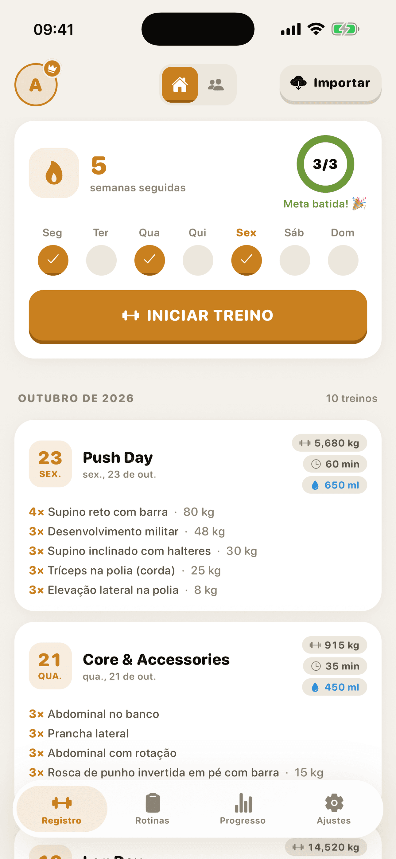 Sua semana em um relance
