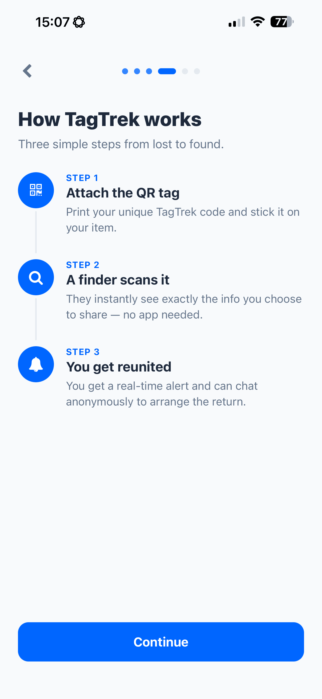 How TagTrek works — three steps